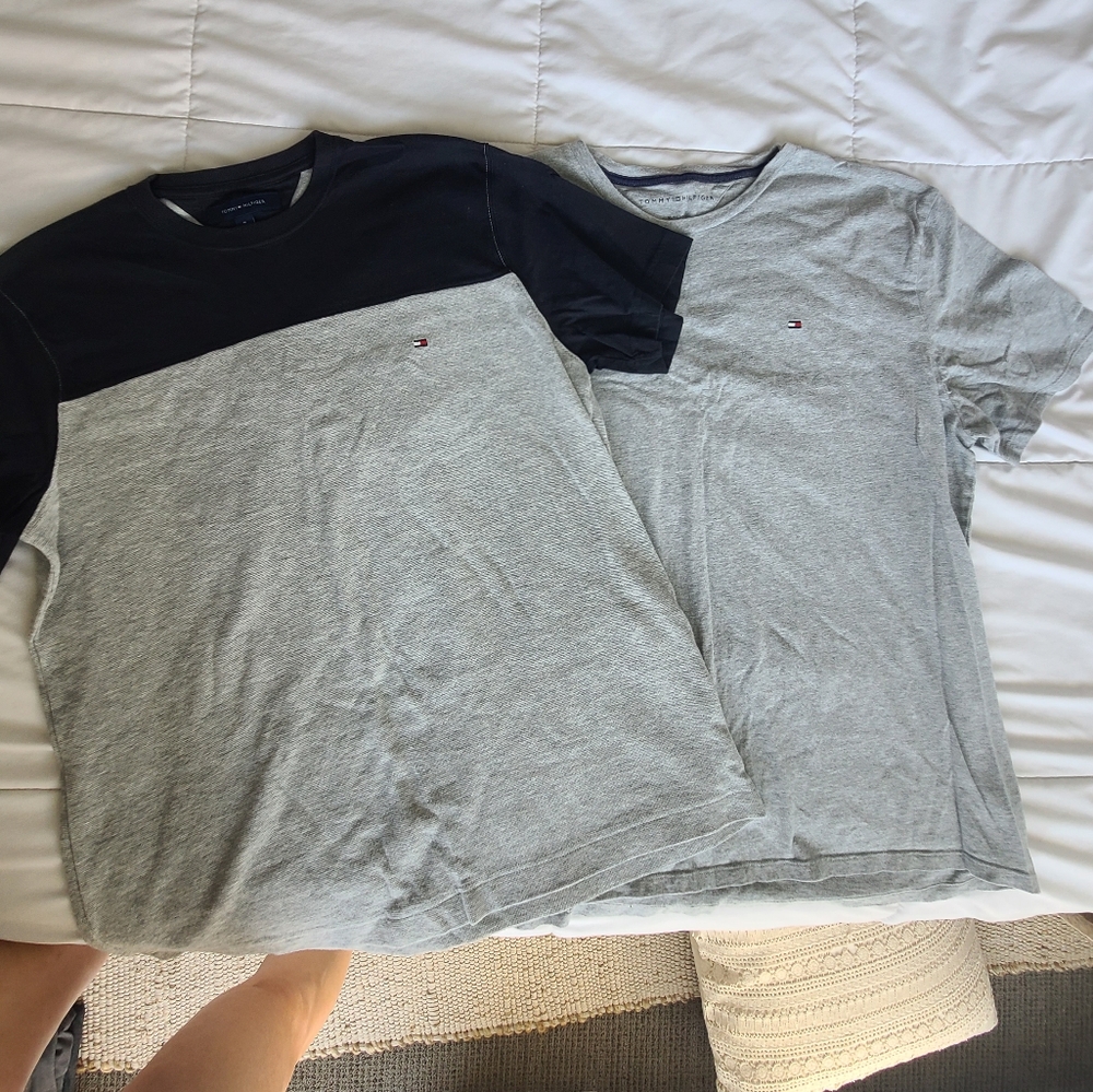 Tommy Hilfiger Black and Gray Short Sleeve Tees